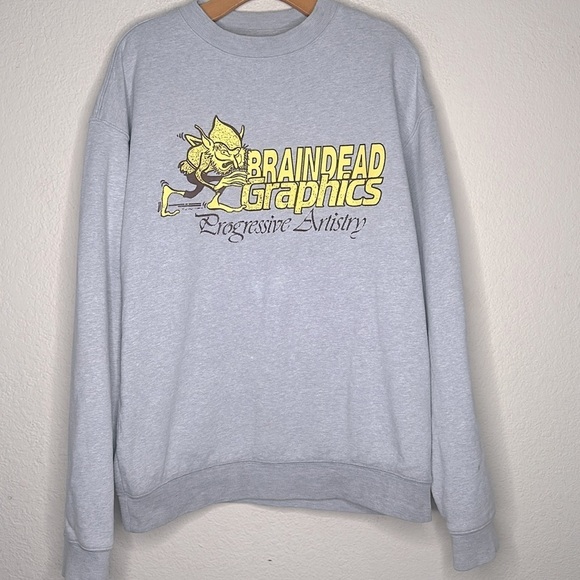 Brain Dead PROGRESSIVE ARTISTRY CREWNECK SWEATSHIRT - HEATHER GREY Size M - Picture 3 of 8